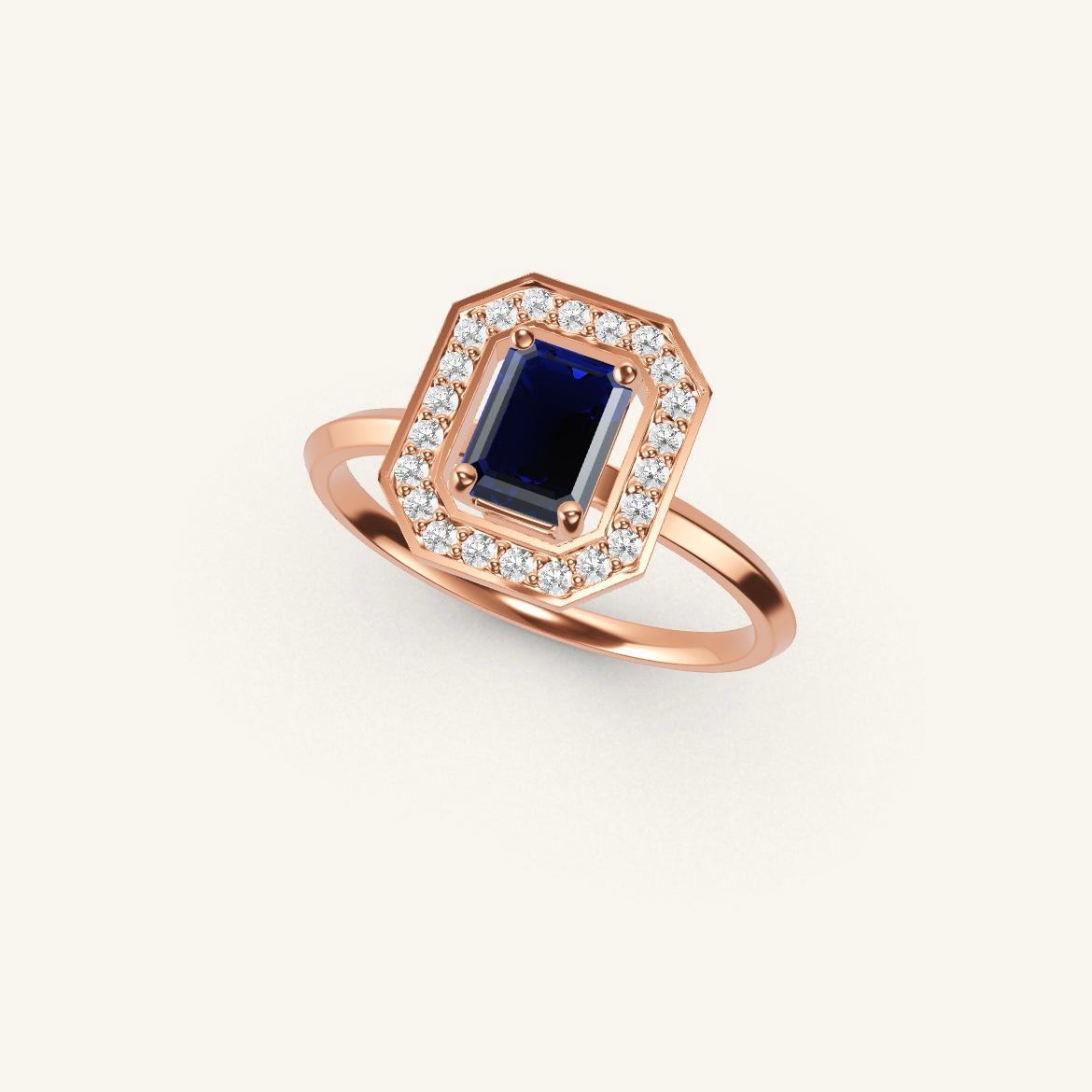 Vendôme - Saphir Emeraude - 0,7 carat - Or Rose