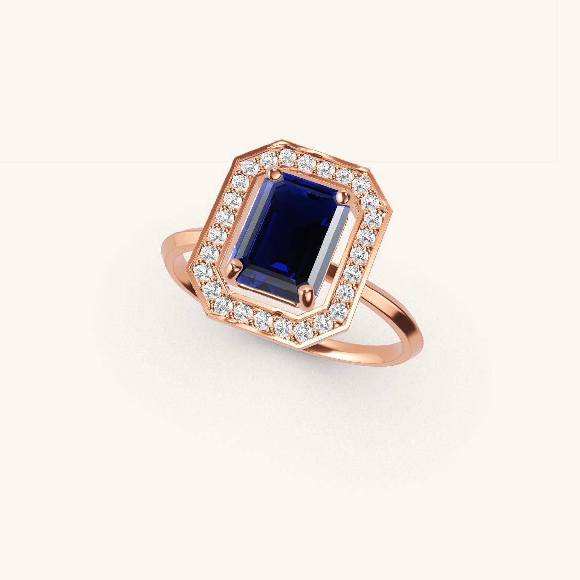 Vendôme - Saphir Emeraude - 1,4 carat - Or Rose