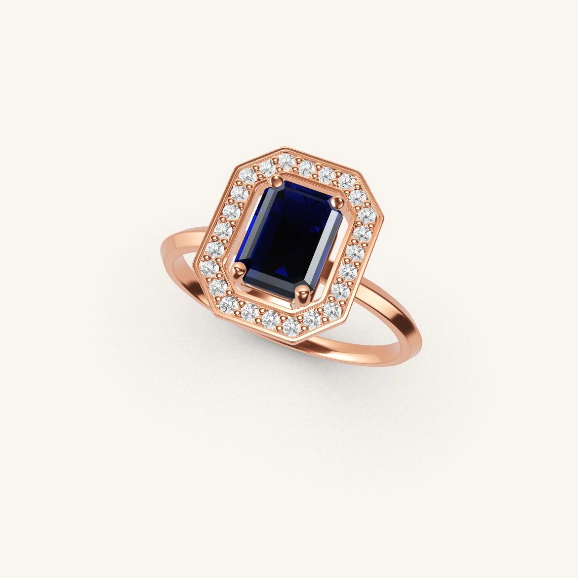 Vendôme - Emerald Sapphire - 1 carat - Rose Gold