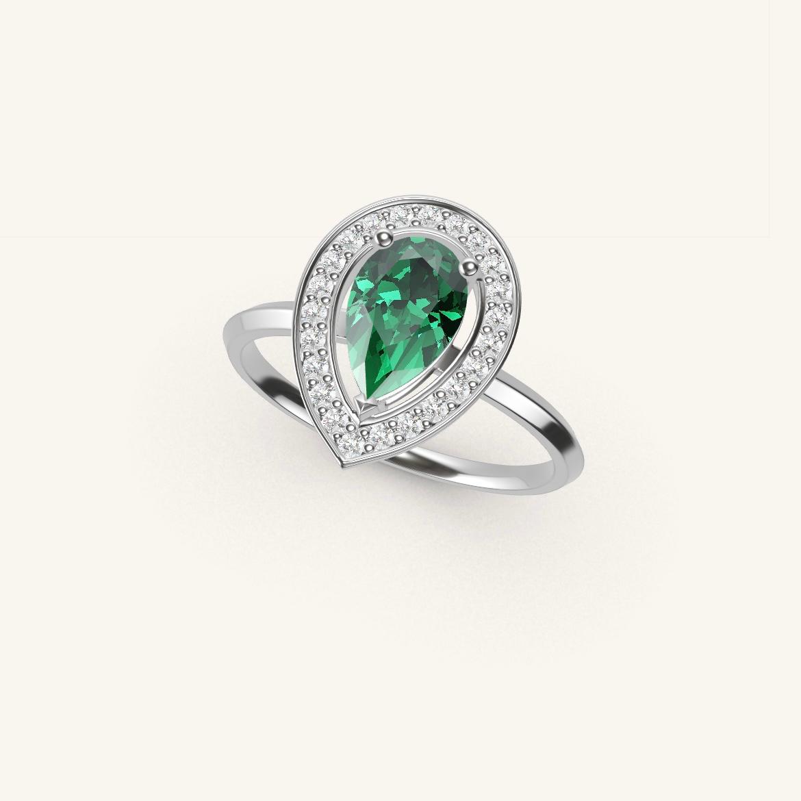 Batignolles - Pear Emerald - 0.7 carat - White Gold