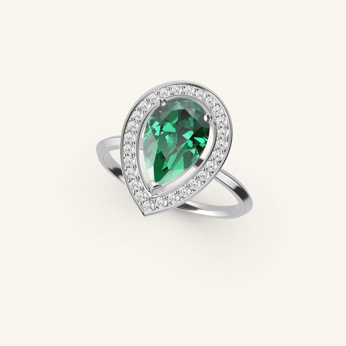 Batignolles - Pear Emerald - 1.4 carat - White Gold
