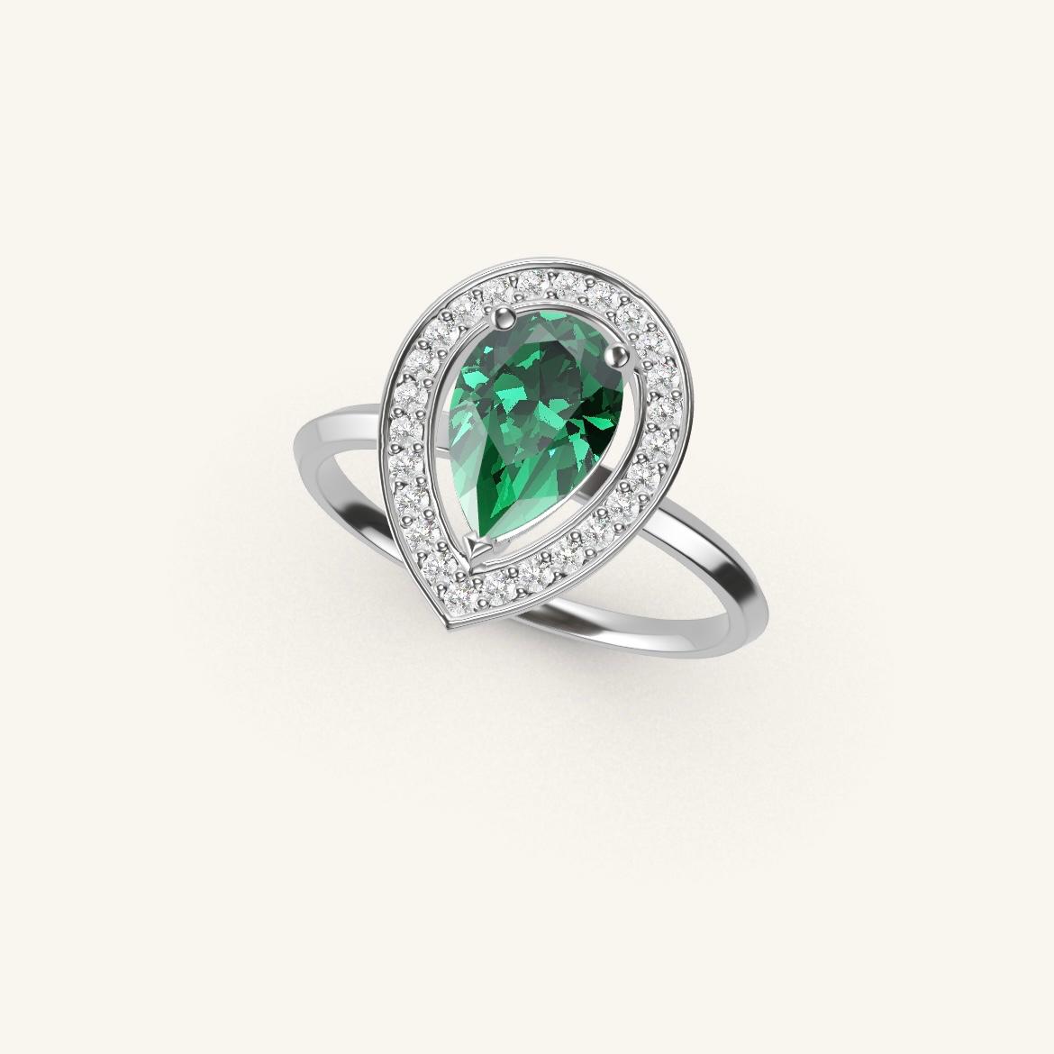 Batignolles - Pear Emerald - 1 carat - White Gold