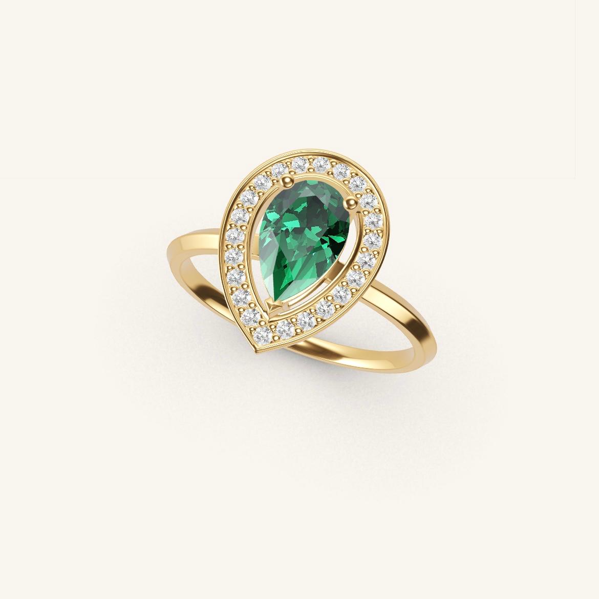 Batignolles - Pear Emerald - 0.7 carat - Yellow Gold