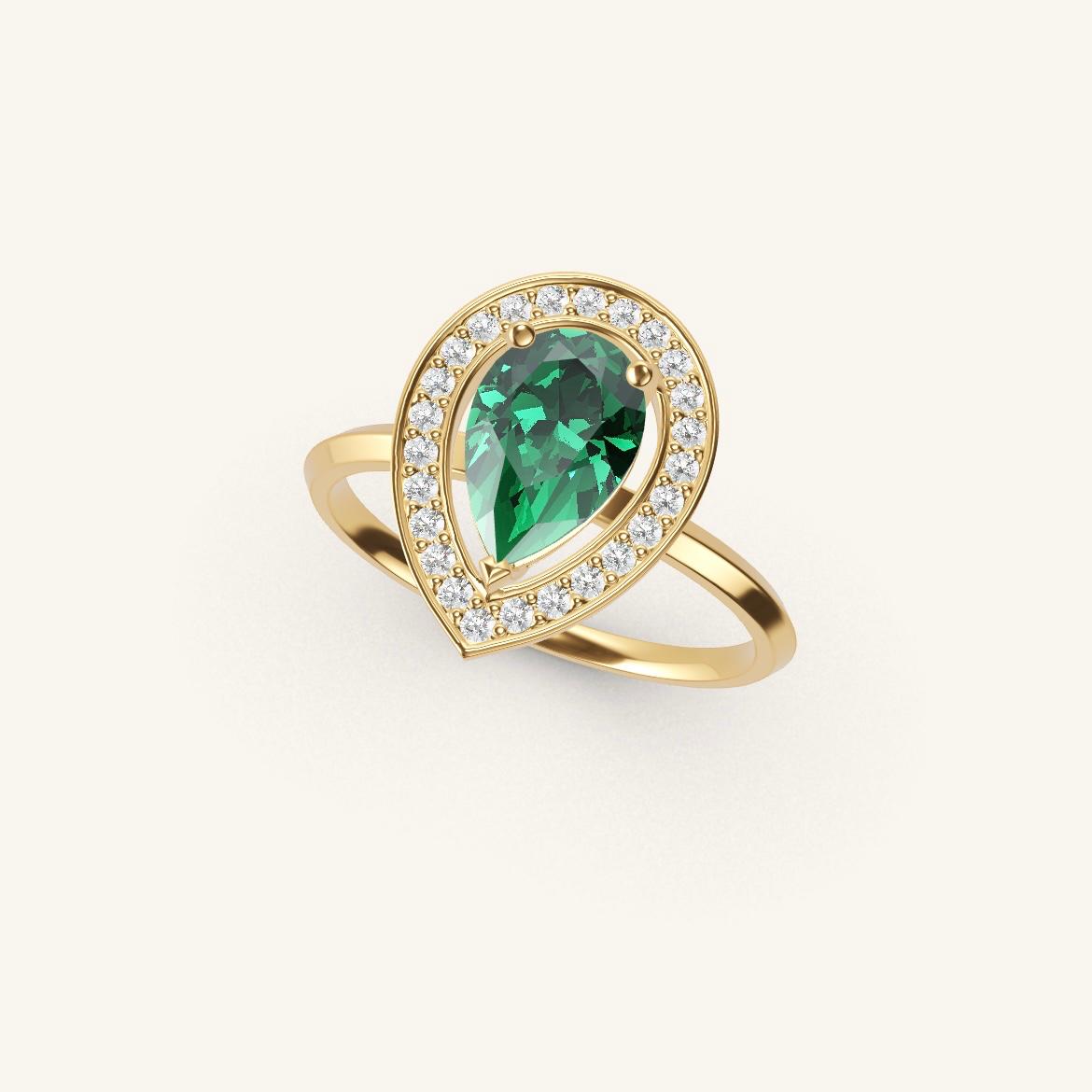 Batignolles - Pear Emerald - 1 carat - Yellow Gold