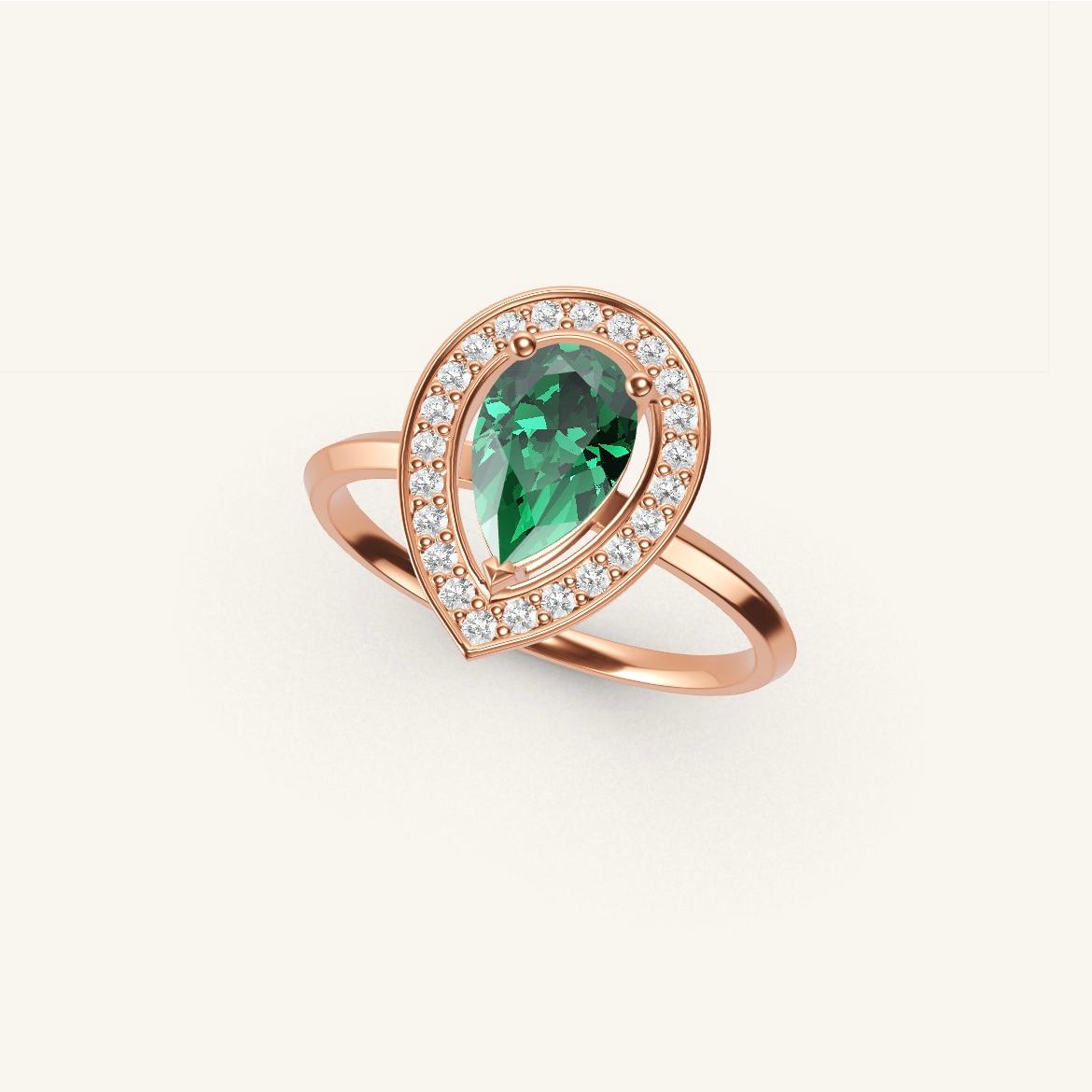Batignolles - Emeraude Poire - 0,7 carat - Or Rose