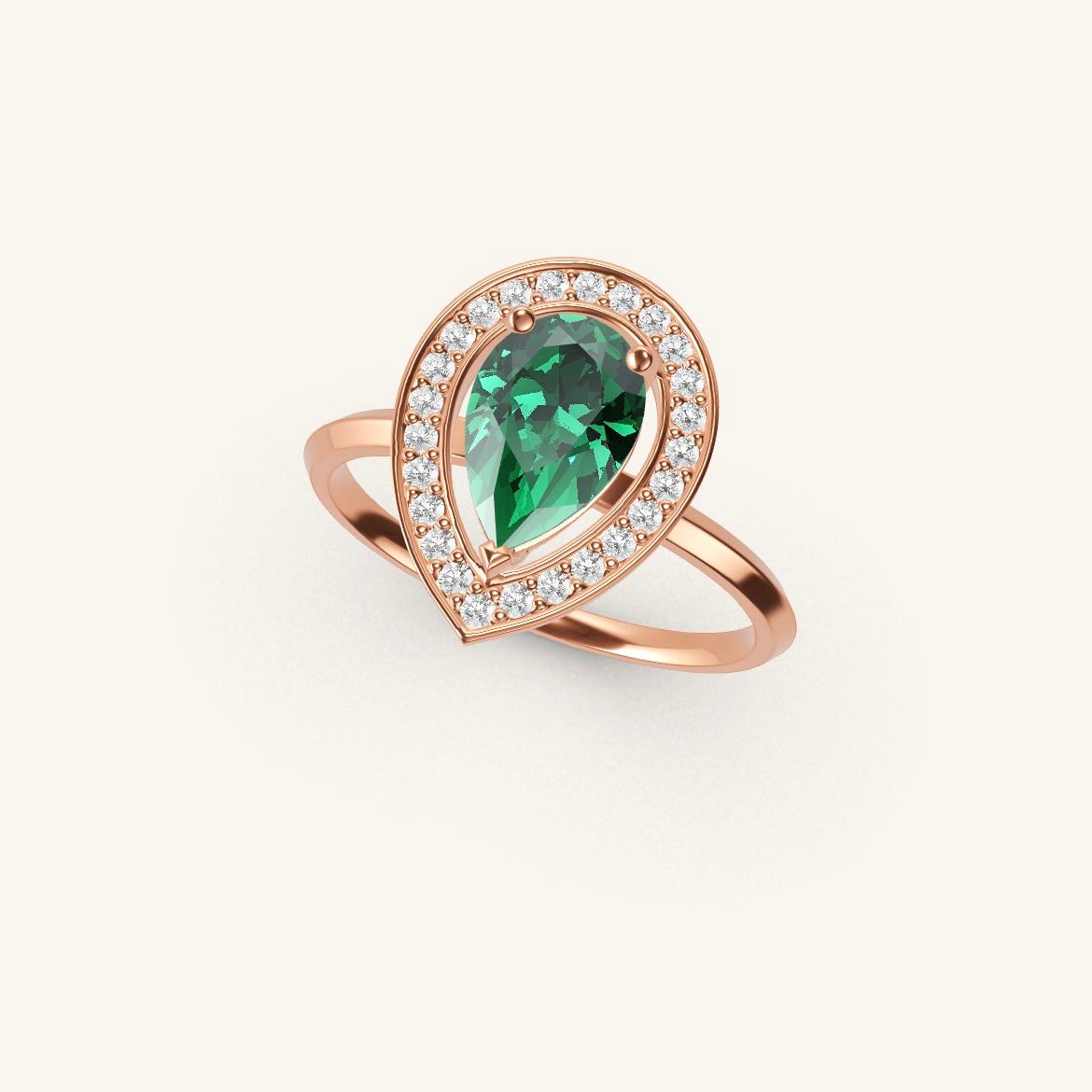 Batignolles - Emeraude Poire - 1,4 carat - Or Rose