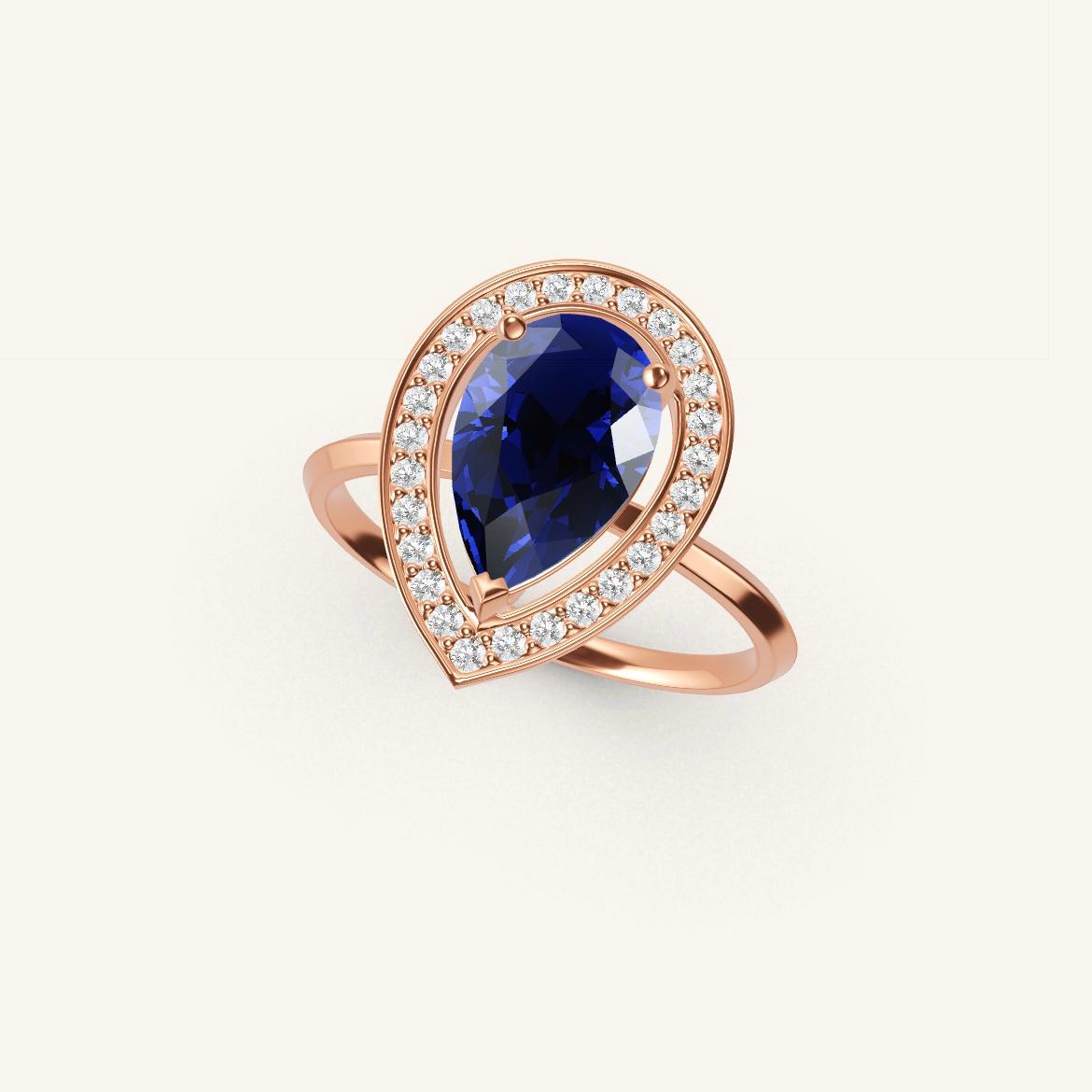 Batignolles - Saphir Poire - 1,4 carat - Or Rose