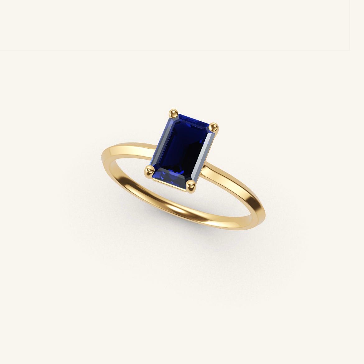 Île Saint-Louis - Emerald Sapphire - 1 carat - Yellow Gold