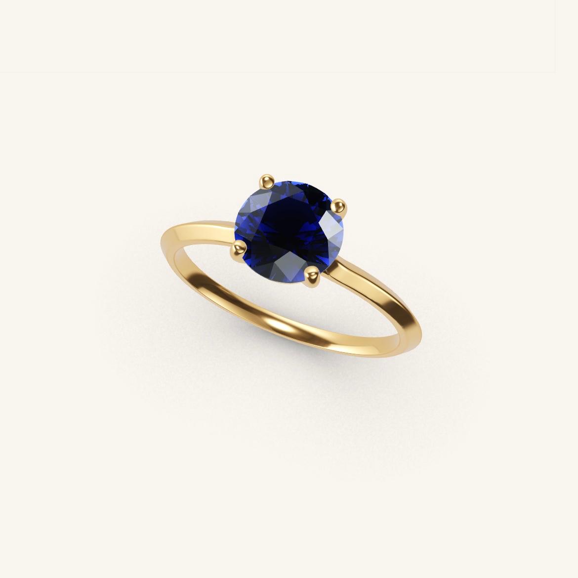 Île Saint-Louis - Saphir Rond - 1 carat - Or Jaune