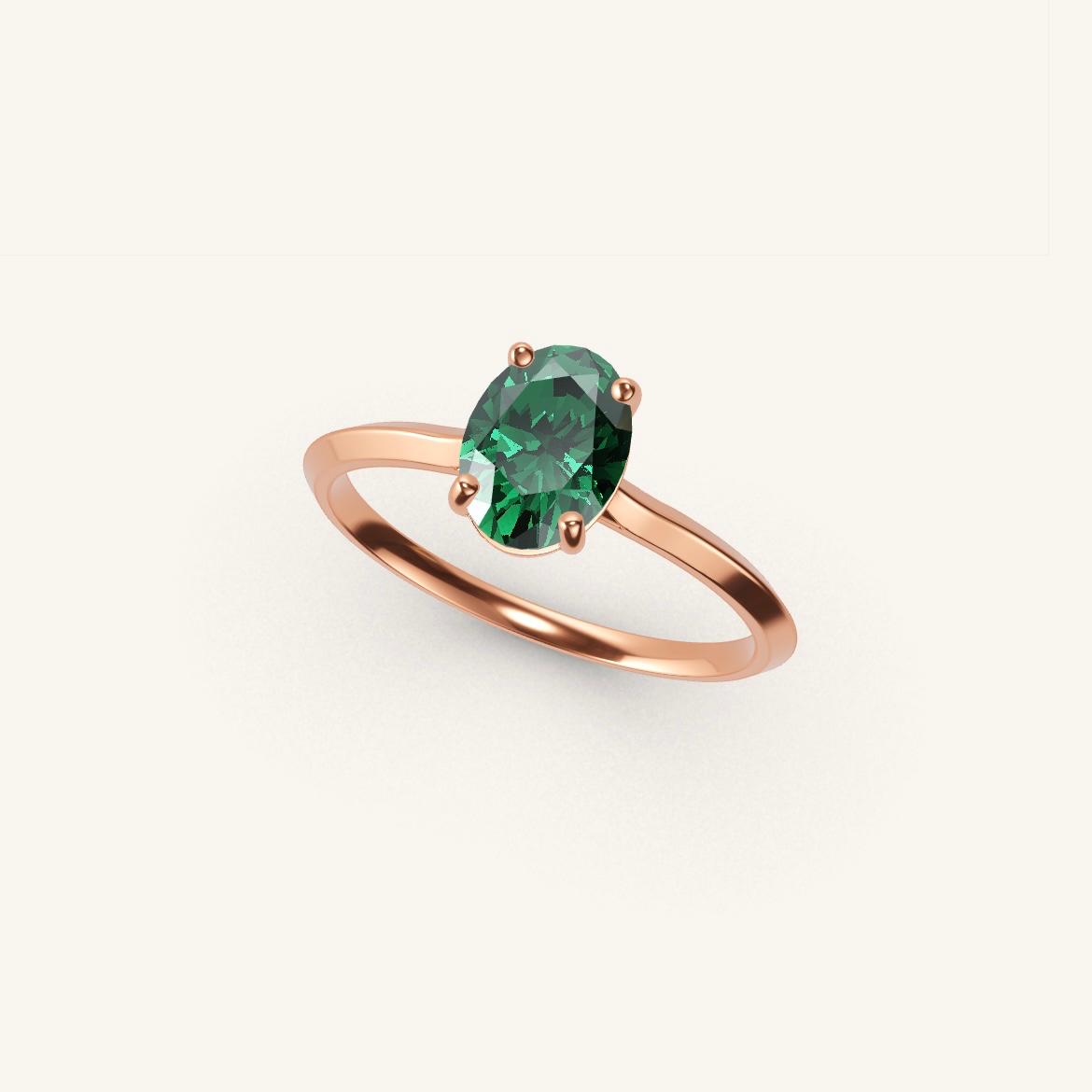 Île Saint-Louis - Emeraude Ovale - 0,7 carat - Or Rose