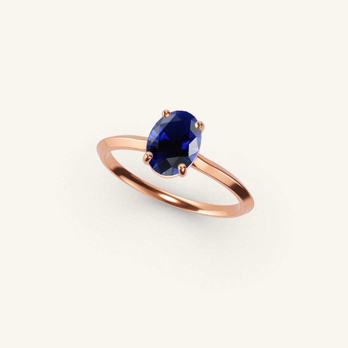 Île Saint-Louis - Saphir Ovale - 0,7 carat - Or Rose
