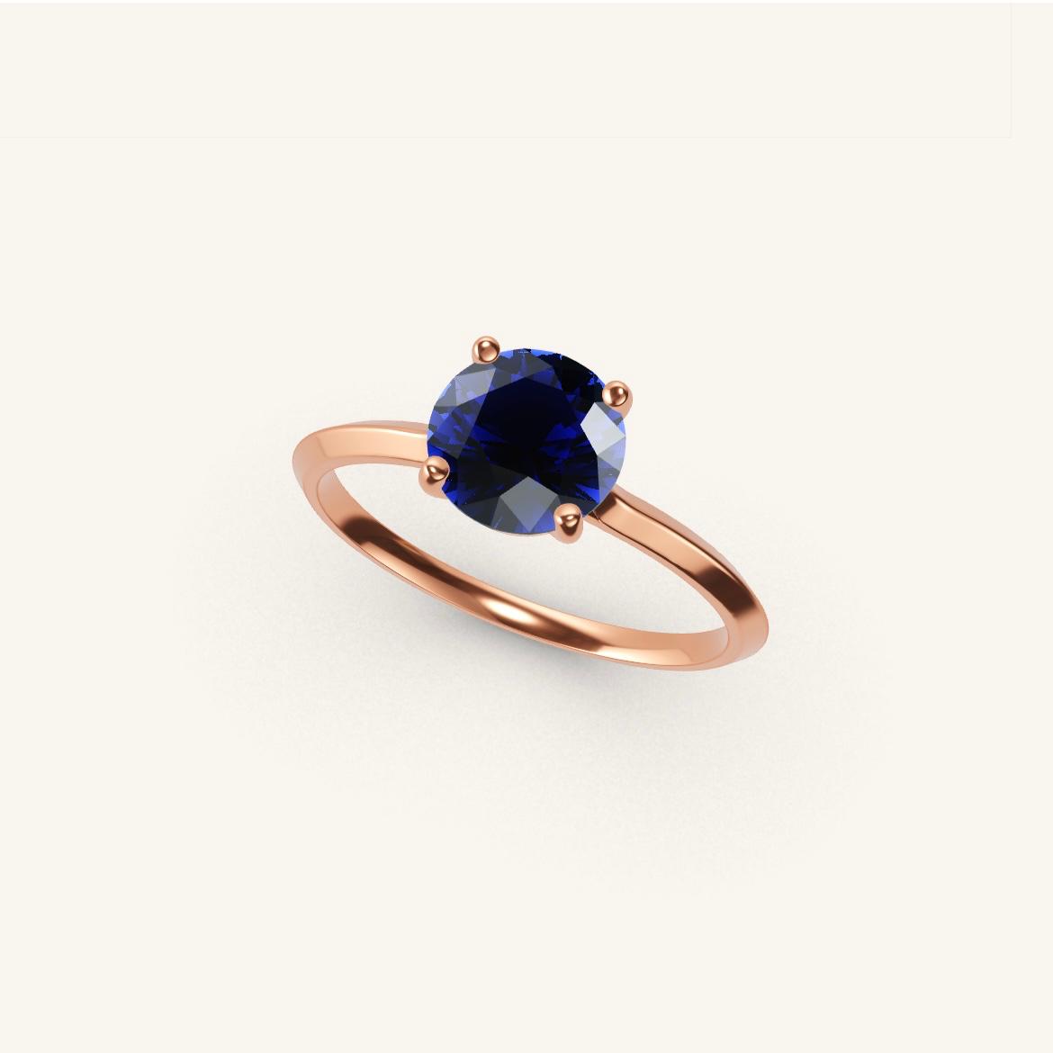 Île Saint-Louis - Saphir Rond - 1 carat - Or Rose