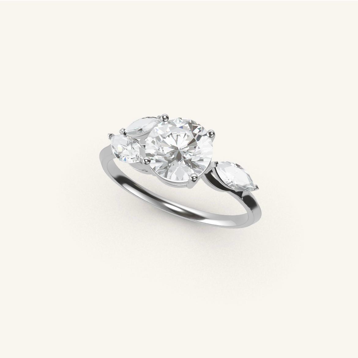 Tuileries - Diamant Rond - 1 carat - Or Blanc