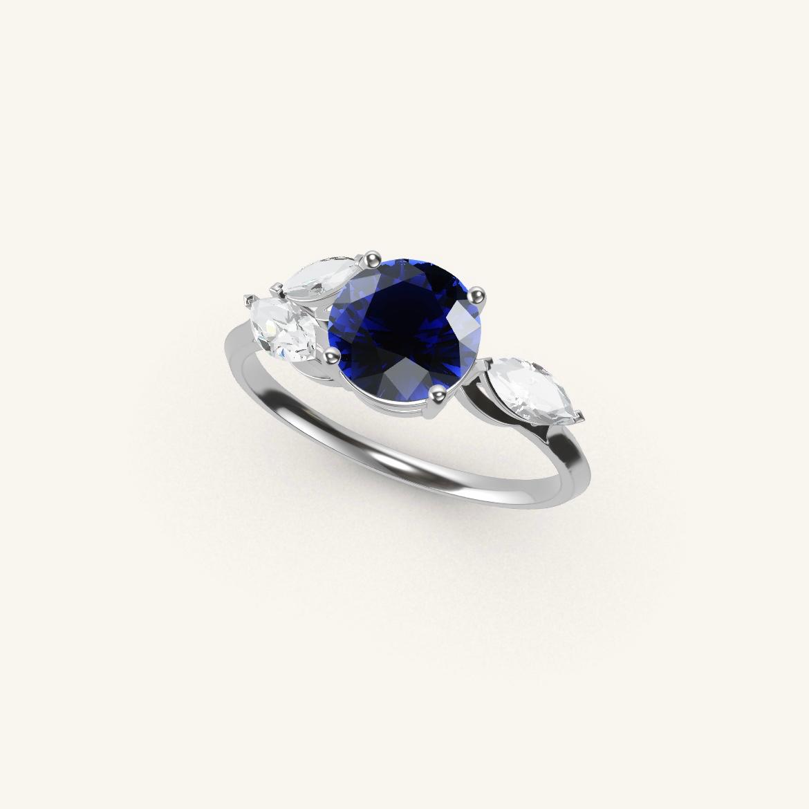 Tuileries - Saphir Rond - 1 carat - Or Blanc