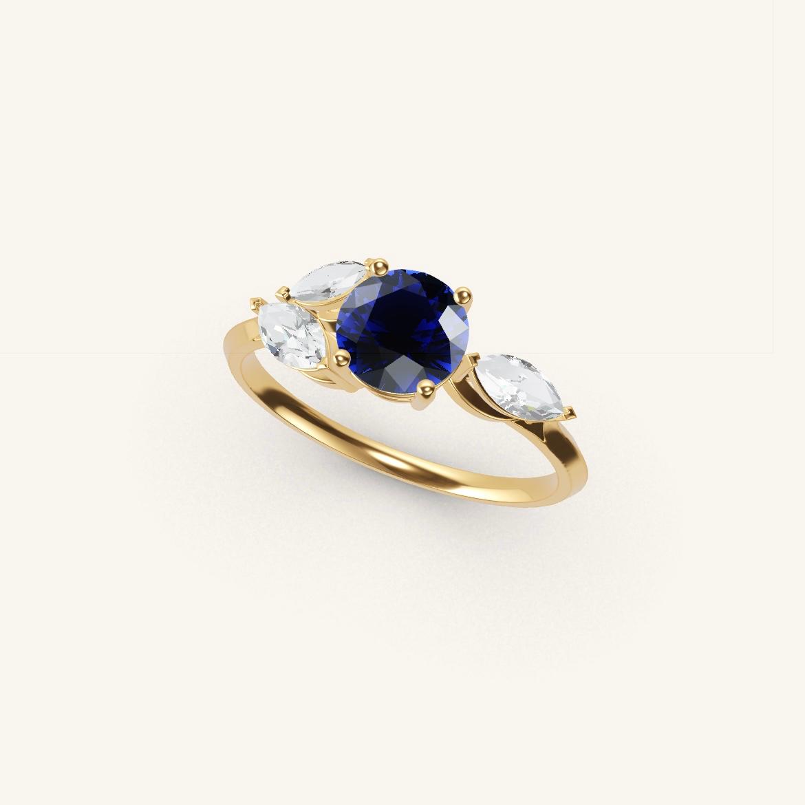 Tuileries - Round Sapphire - 0.7 carat - Yellow Gold