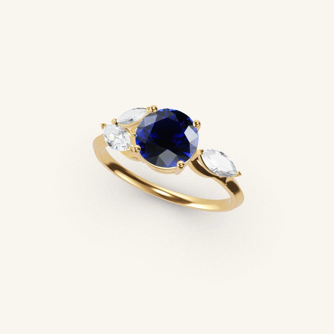 Tuileries - Saphir Rond - 1 carat - Or Jaune