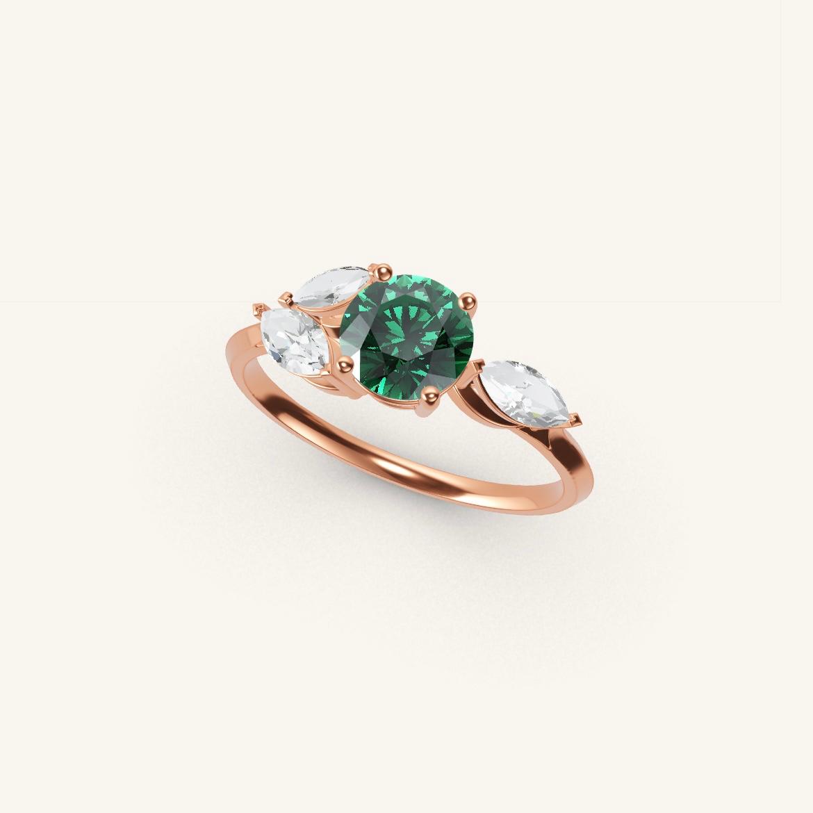 Tuileries - Round Emerald - 0.7 carat - Rose Gold