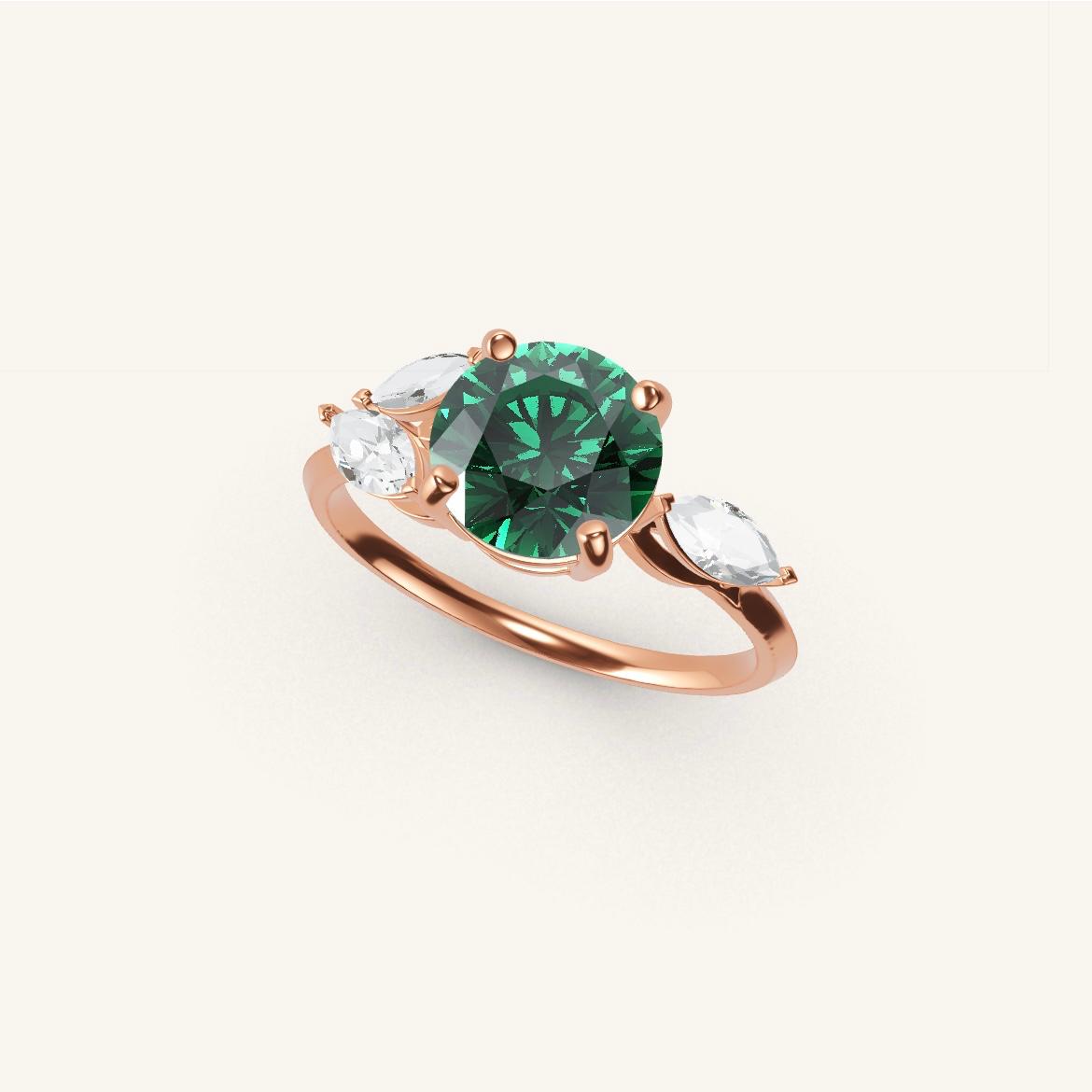 Tuileries - Round Emerald - 1.4 carat - Rose Gold