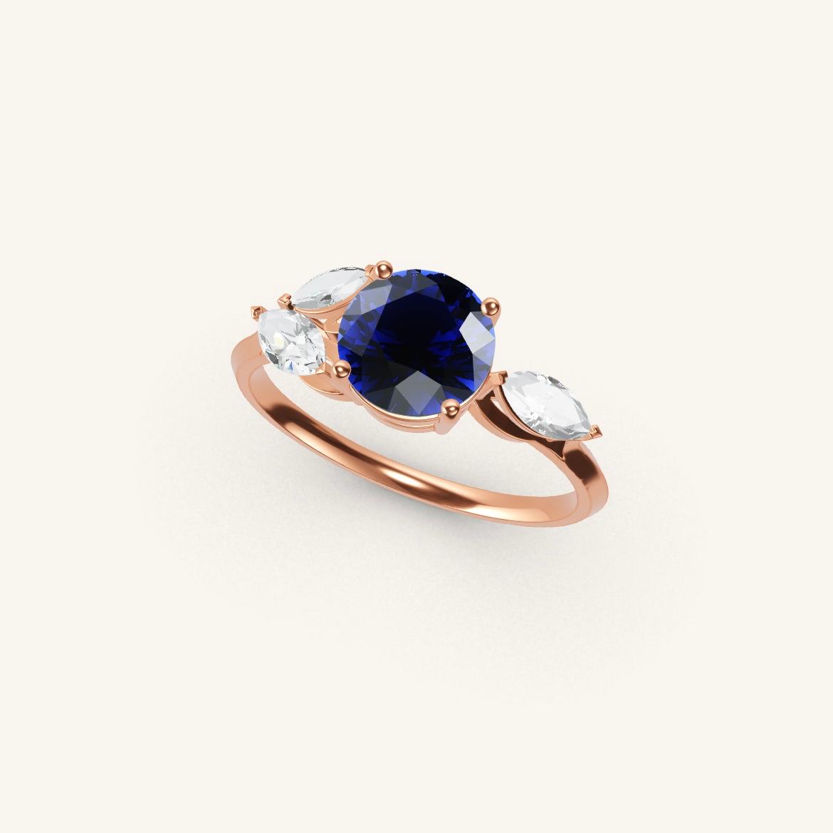 Tuileries - Saphir Rond - 1 carat - Or Rose
