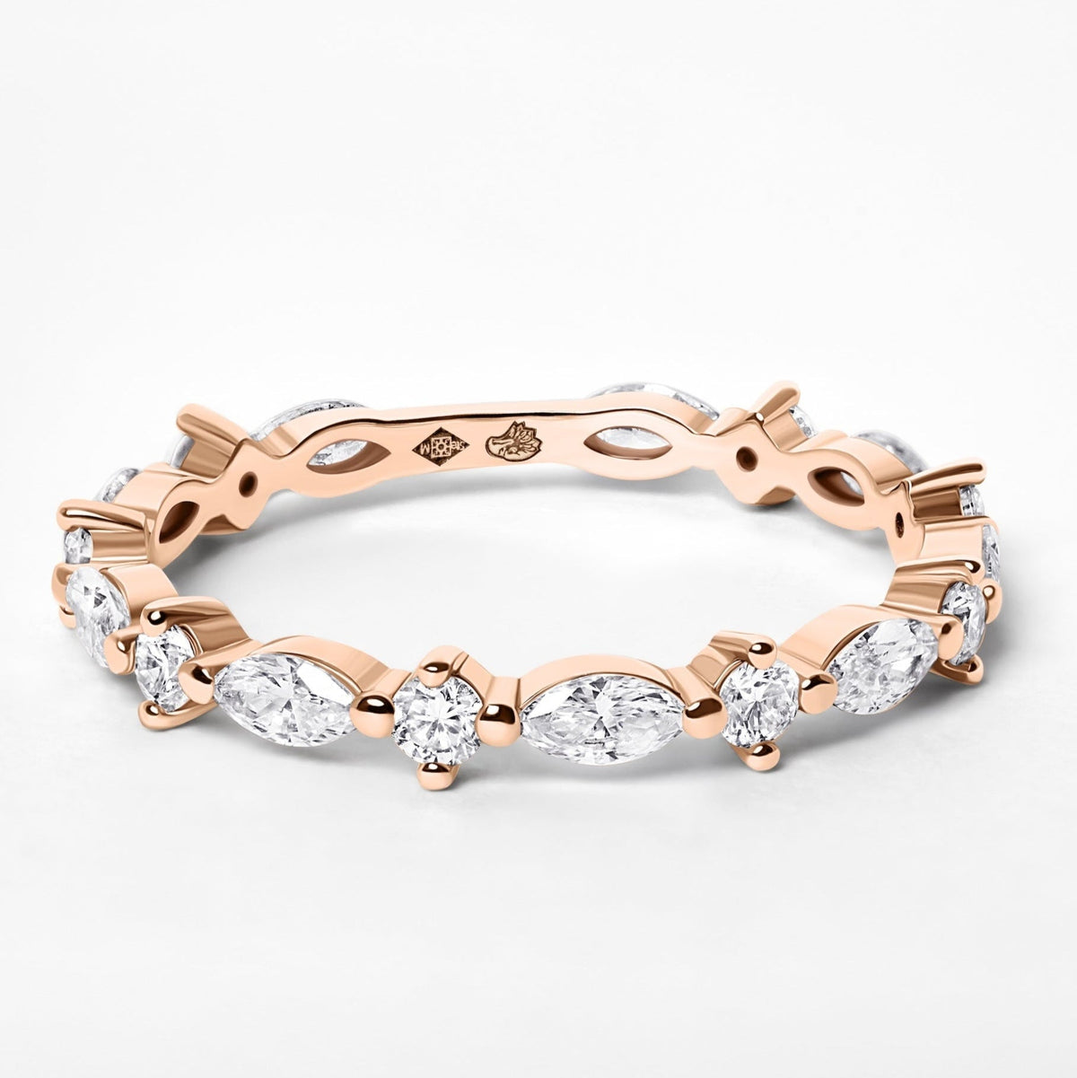 Alliance Haussmann I - Rond/Navette en diamant de synthèse, or rose 18 carats – Ora Paris