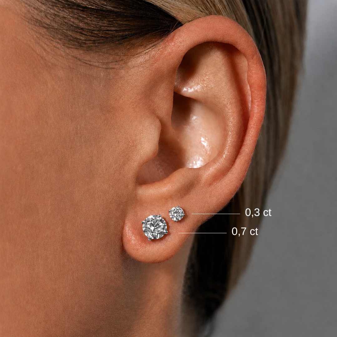 Boucles d'oreilles Île Saint-Louis - À l'Unité en diamant de synthèse, or 18 carats – Ora Paris (vue 4)