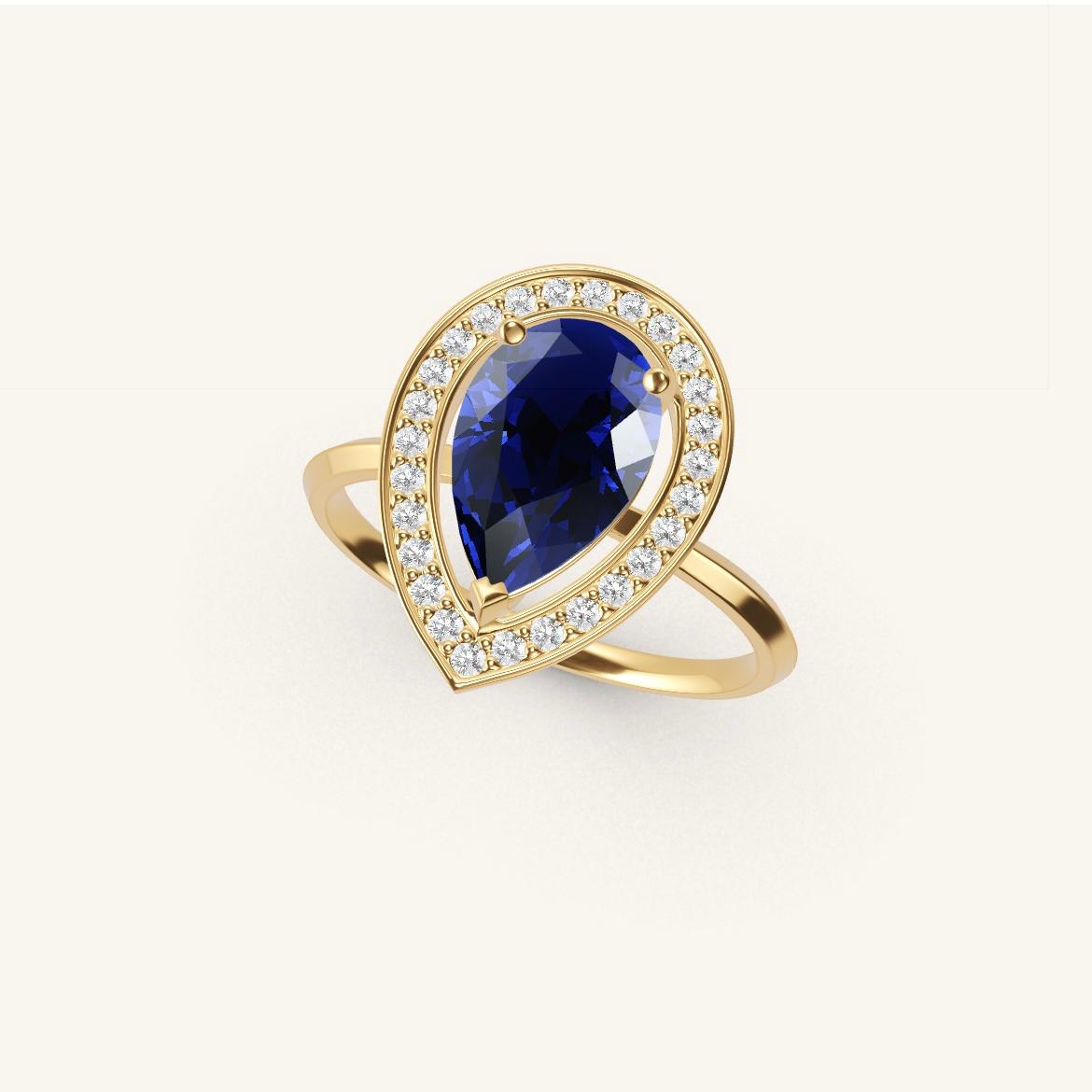 Batignolles - Saphir Poire - 1,4 carat - Or Jaune