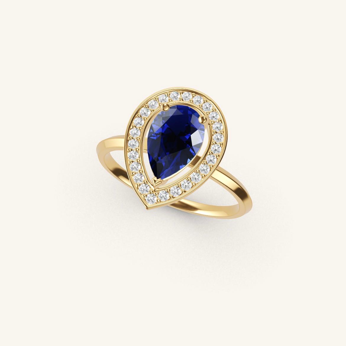 Batignolles - Saphir Poire - 1 carat - Or Jaune