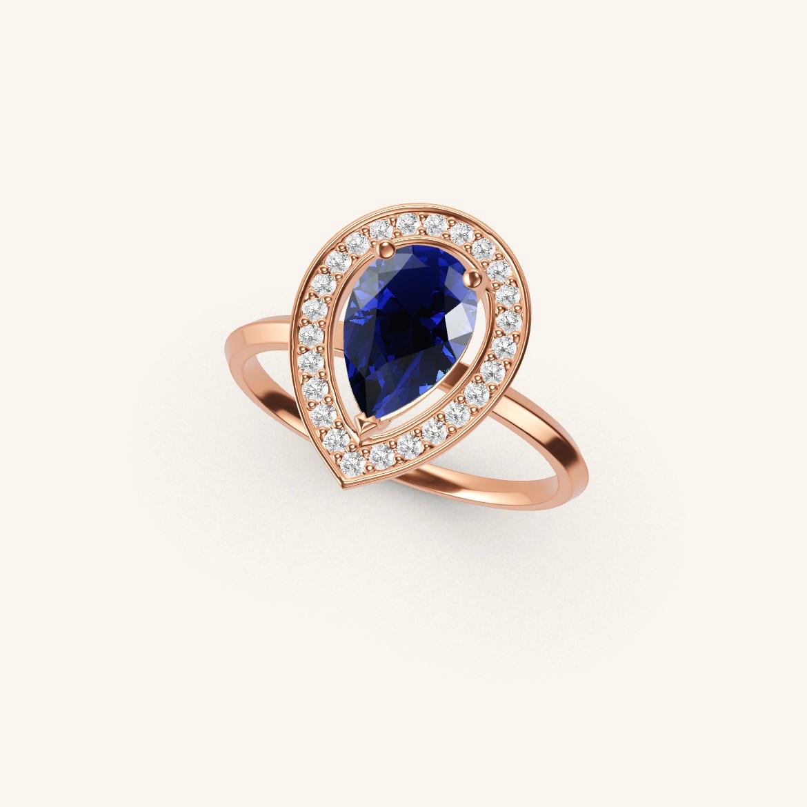 Batignolles - Saphir Poire - 1 carat - Or Rose