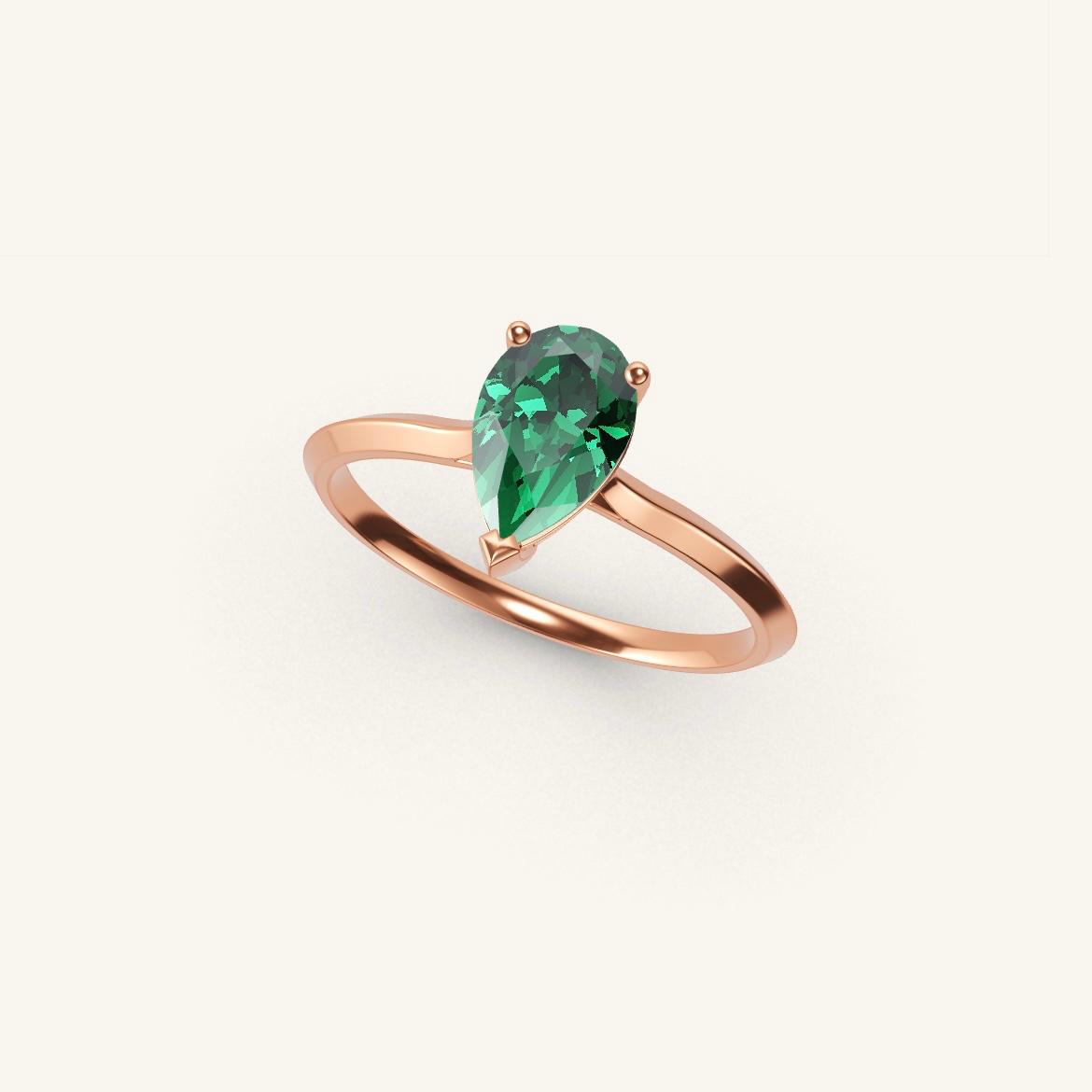 Île Saint-Louis - Emeraude Poire - 0,7 carat - Or Rose