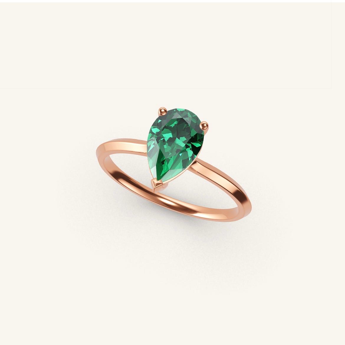 Île Saint-Louis - Emeraude Poire - 1 carat - Or Rose