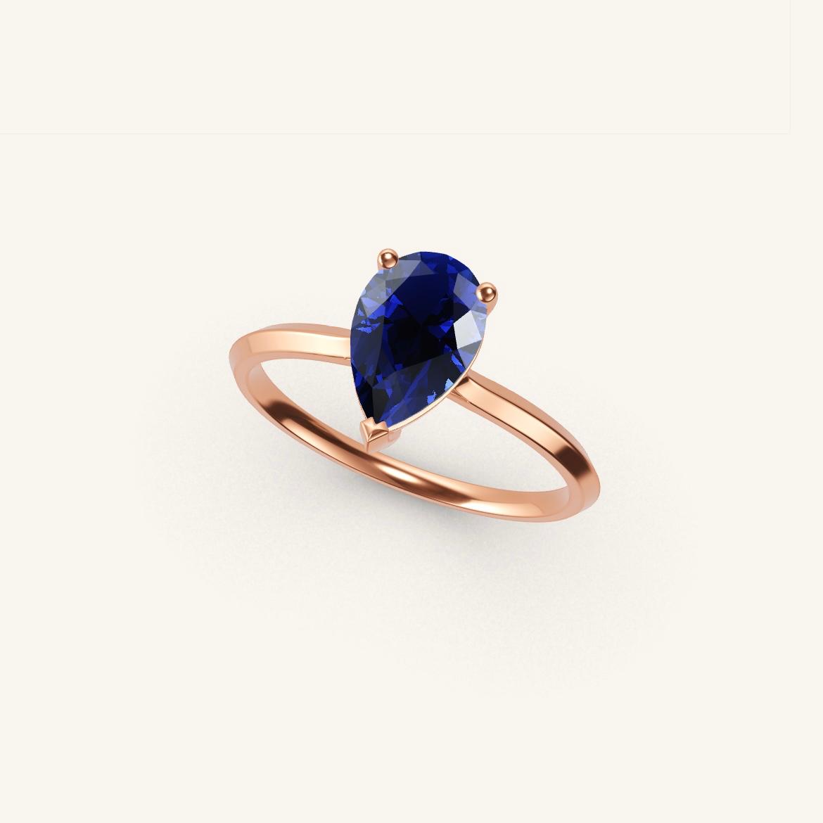 Île Saint-Louis - Saphir Poire - 1 carat - Or Rose