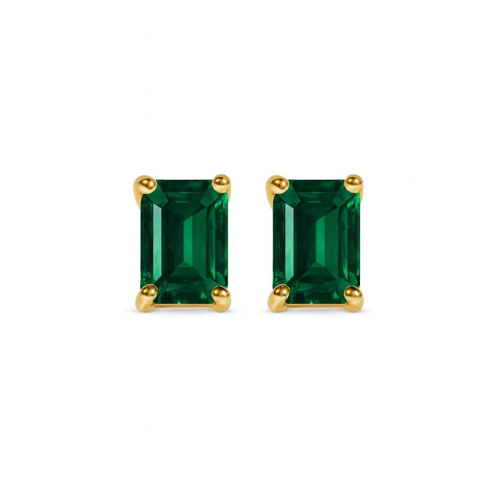 Boucles d’oreilles Île Saint-Louis, émeraude taille émeraude, or jaune 18 carats – Ora Paris