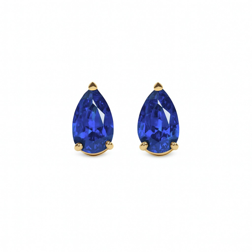 Boucles d’oreilles Île Saint-Louis, saphir poire, or jaune 18 carats – Ora Paris