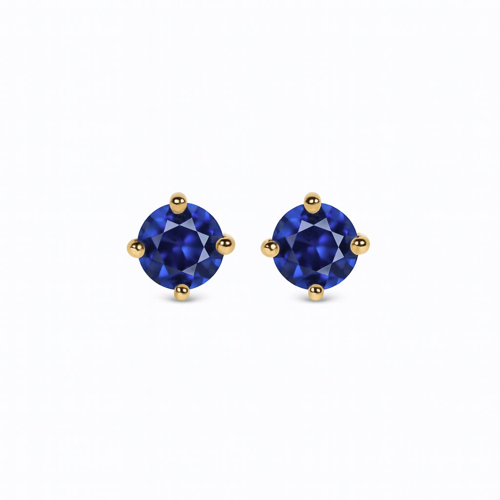 Boucle d’oreille Île Saint-Louis à l’unité, saphir rond, or jaune 18 carats – Ora Paris