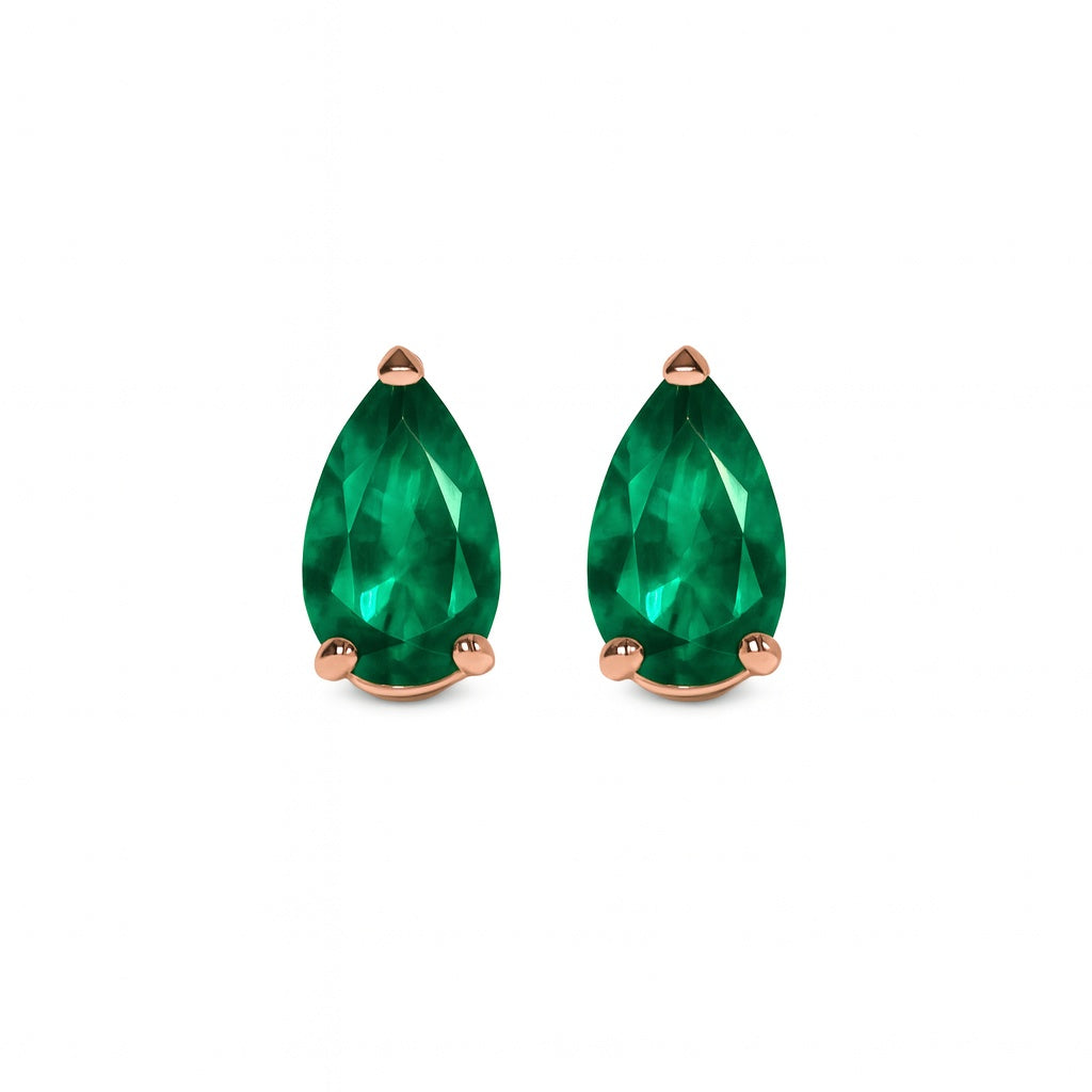 Boucles d’oreilles Île Saint-Louis, émeraude poire, or rose 18 carats – Ora Paris