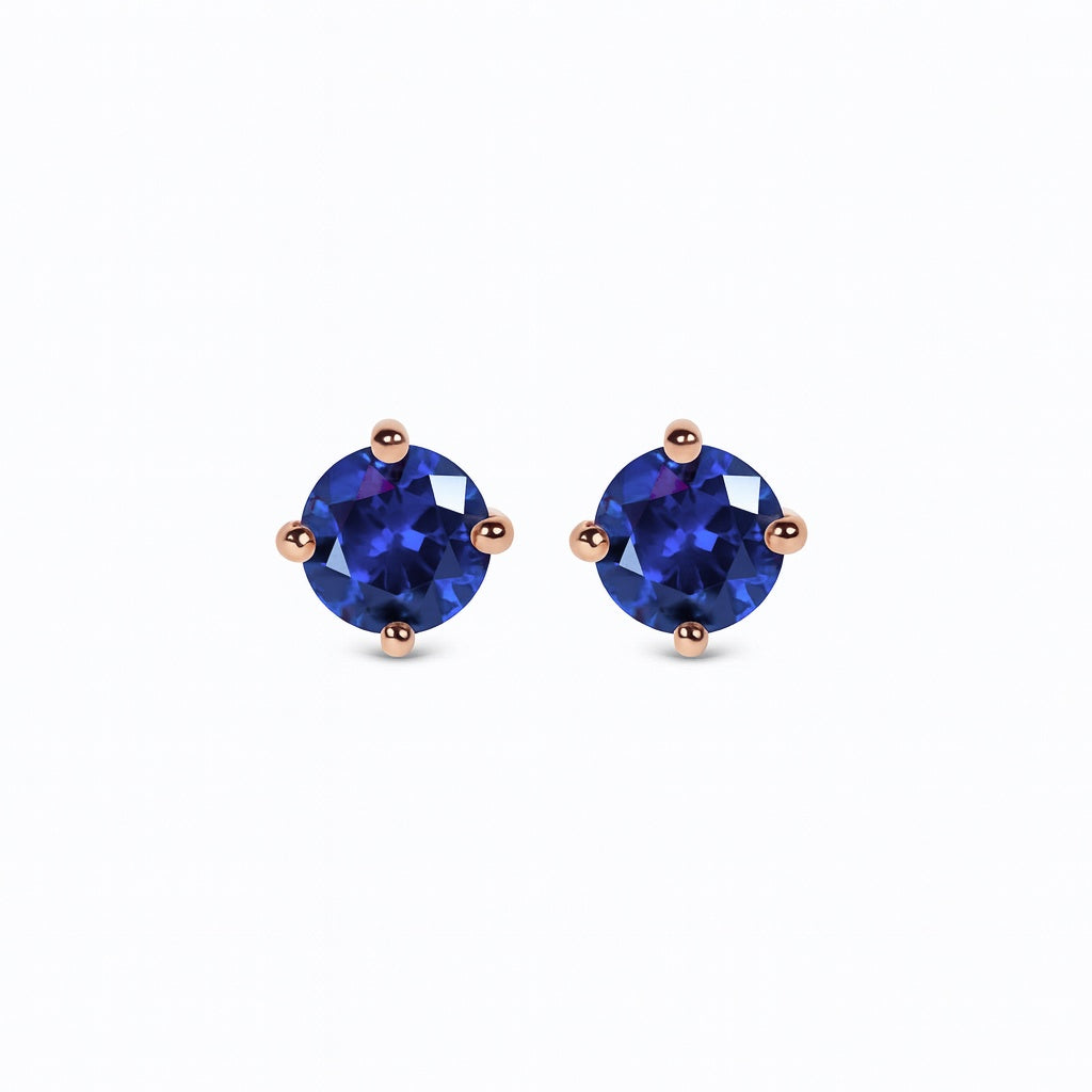 Boucles d’oreilles Île Saint-Louis, saphir rond, or rose 18 carats – Ora Paris