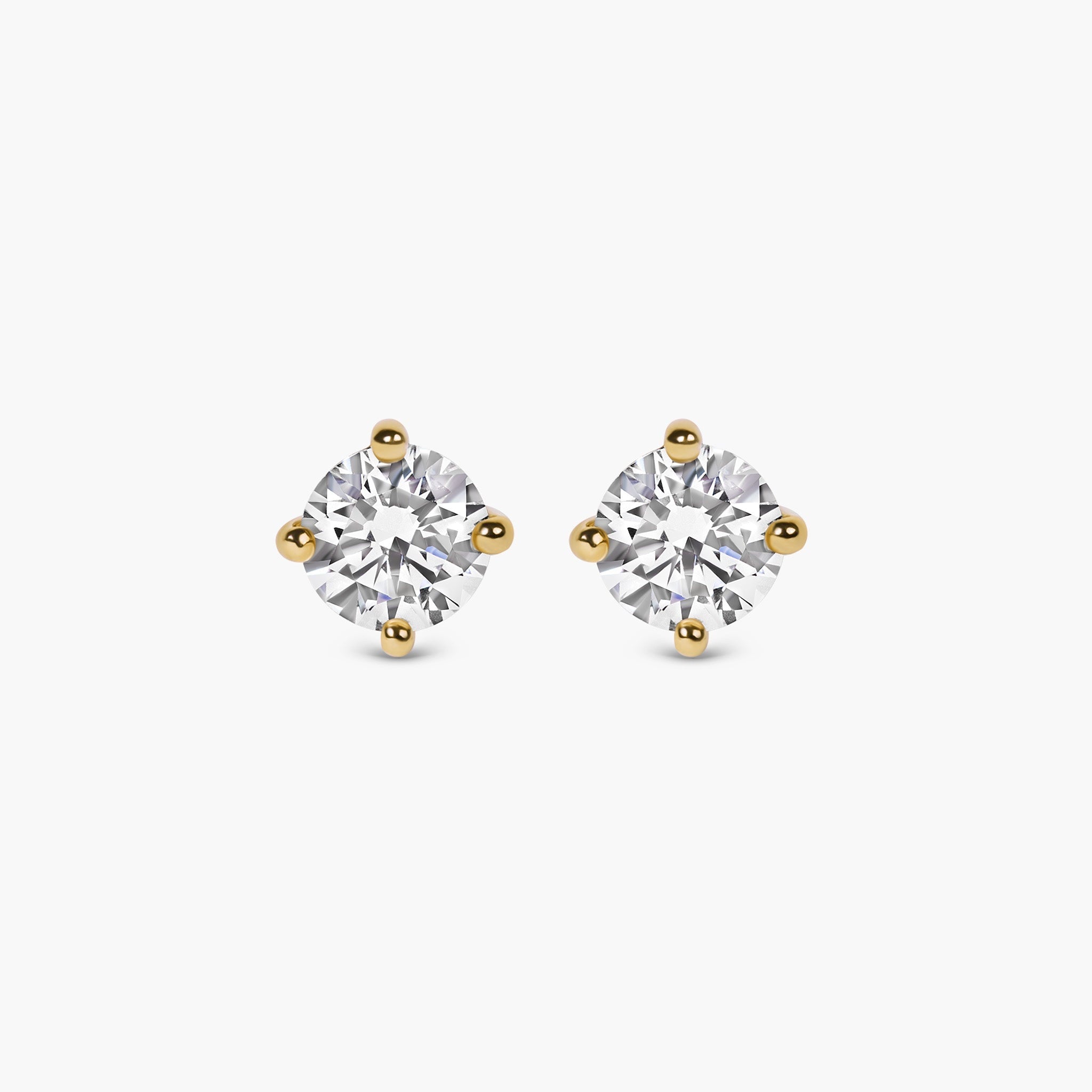 Boucles d’oreilles Île Saint-Louis, diamant rond, or jaune 18 carats – Ora Paris