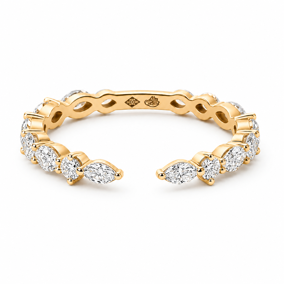Alliance Haussmann II - Rond/Navette en diamant de synthèse, or jaune 18 carats – Ora Paris